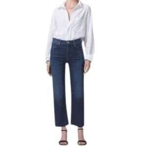 Citizens Of Humanity Florence Wide Leg Cropped Jeans In Everdeen Size 34 NWT